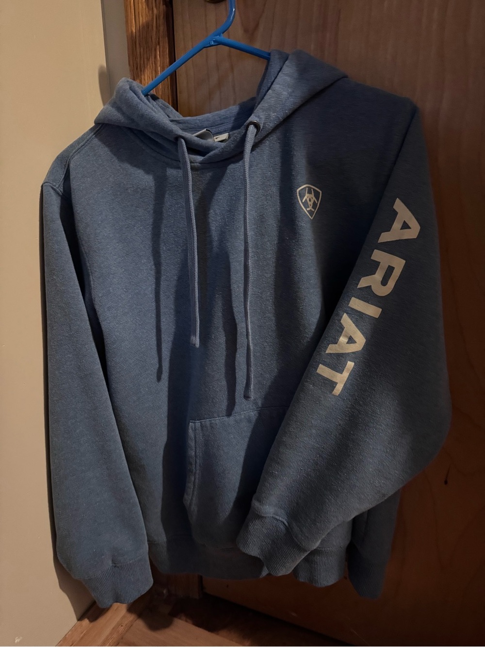 Ariat Slate Blue Pullover Hoodie with Sleeve Logo